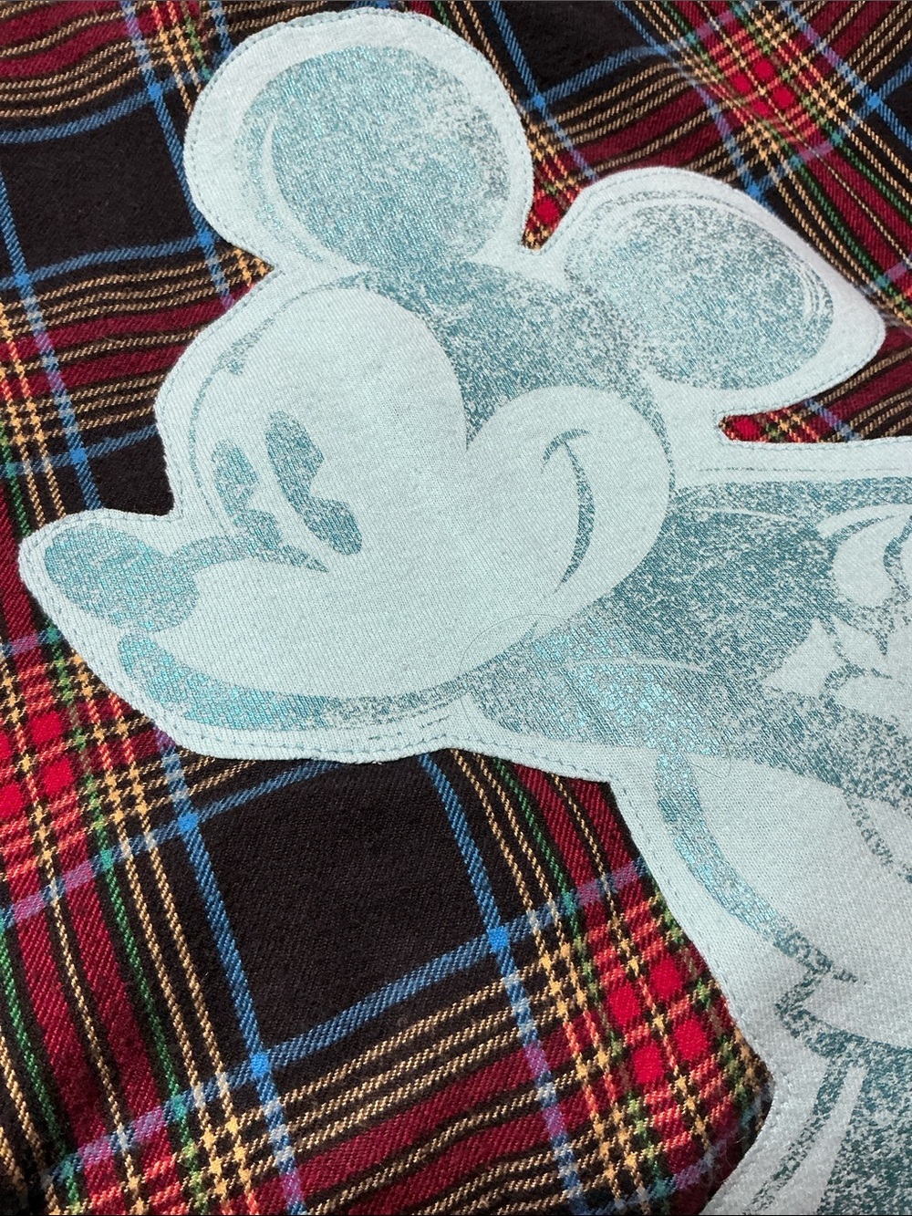 Mickey Mouse Upcycled T Shirt Flannel Sparkly Shacket Unique Disney Disneyland - Picture 4 of 9